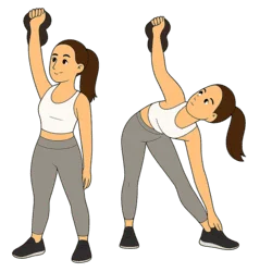 Femme sportive exécutant un exercice au poids du corps : le moulinet ou windmill