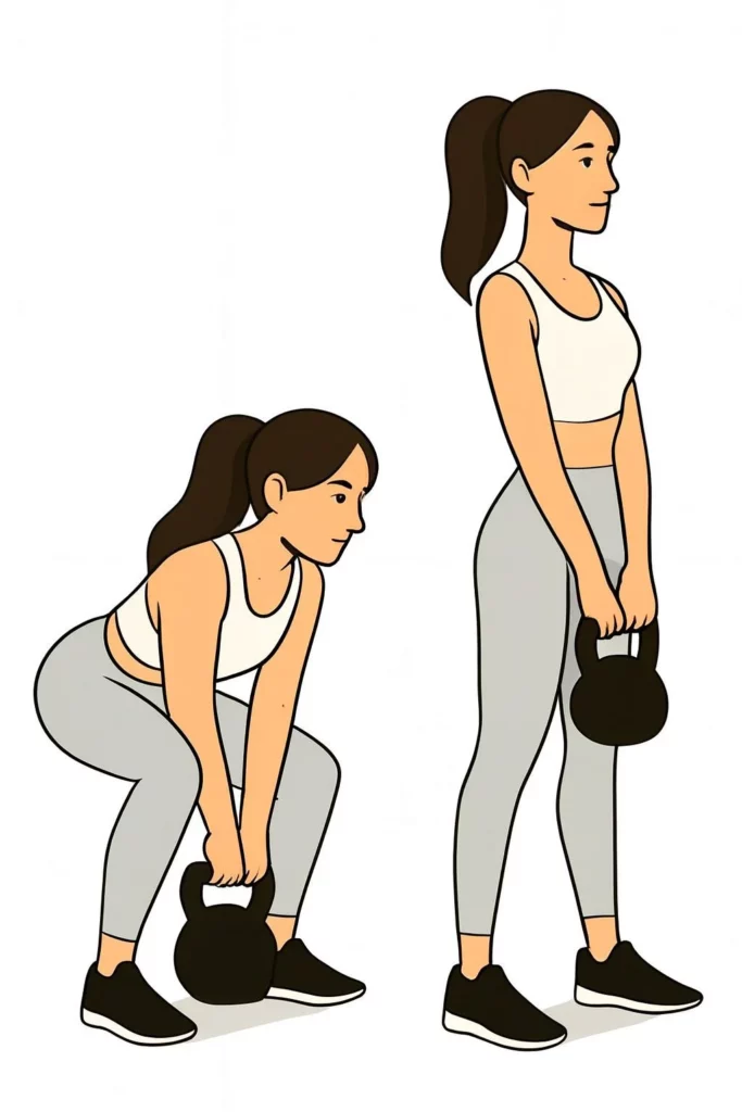 Femme sportive exécutant un exercice au poids du corps : le soulevé de terre ou Deadlift.