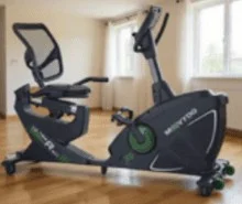Modèle de vélo d'appartement semi-allongé.