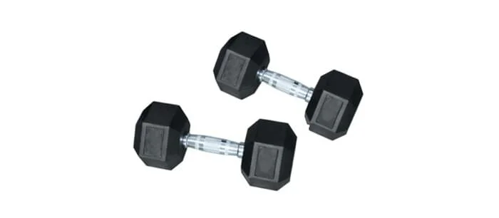 Les haltères de musculation hexagonales.